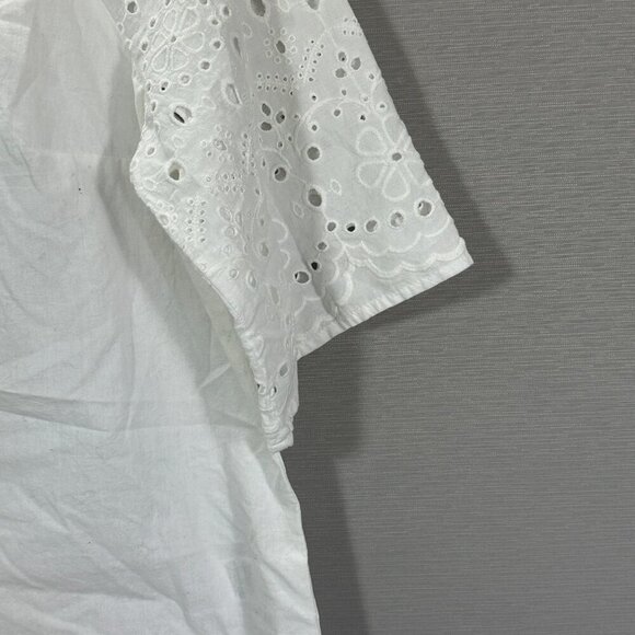 Kut From the Kloth Top  Womens Small White Cotton Eyelet Short Sleeve Blouse - Picture 3 of 7